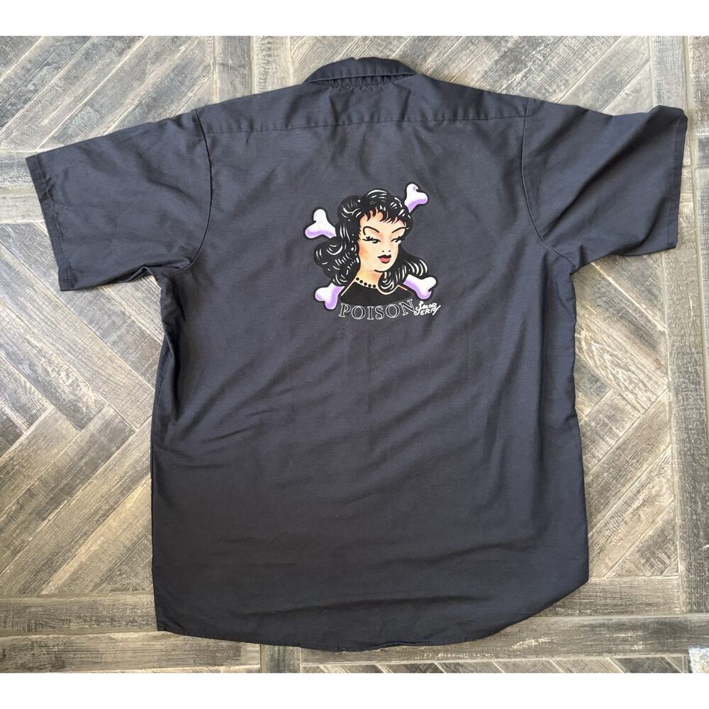 Vintage Sailor Jerry Red Kap Short Sleeve Work Shirt Poison Graphic | Size L